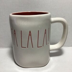 Rae Dunn FA LA LA! Large Red Letter Red Inside Mug